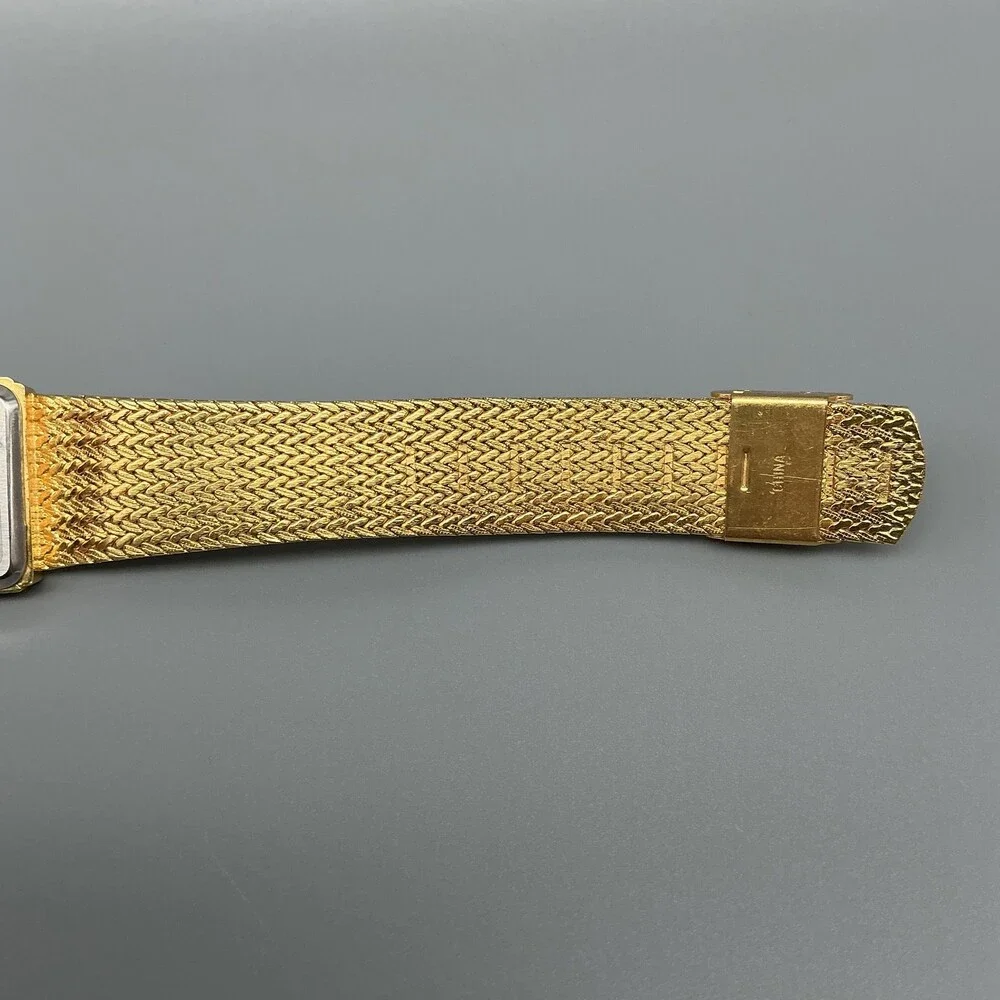 Xavier Womens Watch 25mm Black Dial Gold Tone Bracelet Gem Markers New Battery